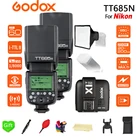 2X Godox TT685N 2,4G Беспроводная вспышка HSS 18000s i-TTL + фотовспышка X1T-N + софтбокс 15*17 см + цветной фильтр для камер Nikon DSLR