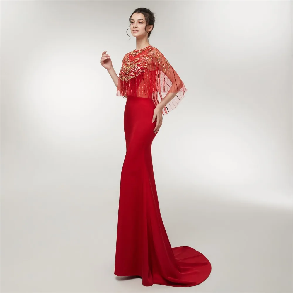 Женское вечернее платье Forevergracedress красное русалки украшенное жемчужинами и