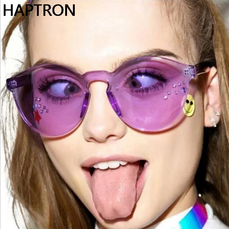 Женские солнцезащитные очки HAPTRON винтажные прозрачные розовые желтые без
