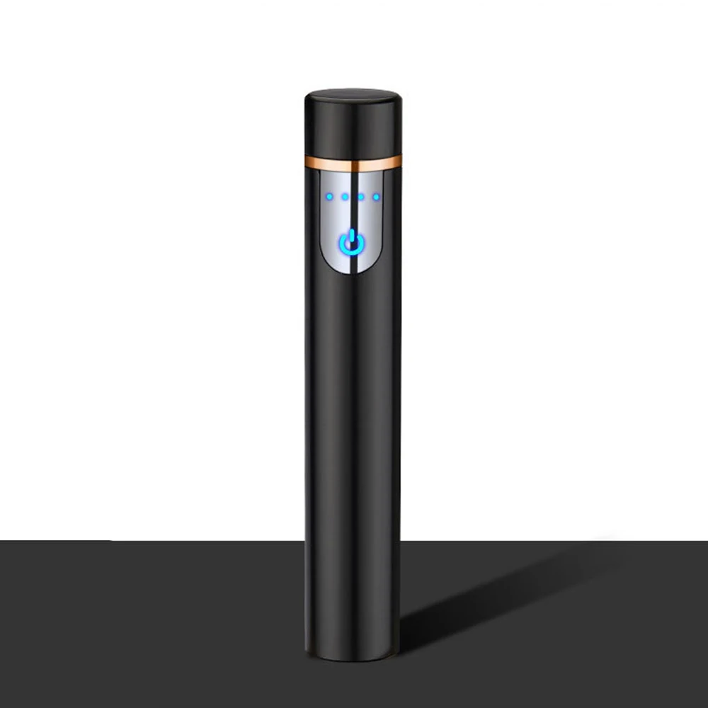 Белый Креативная usb зарядка зажигалка с сенсорным экраном электронные зажигалки для сигарет маленькое электрическое проволочное Беспламенное ветрозащитное - Цвет: Белый