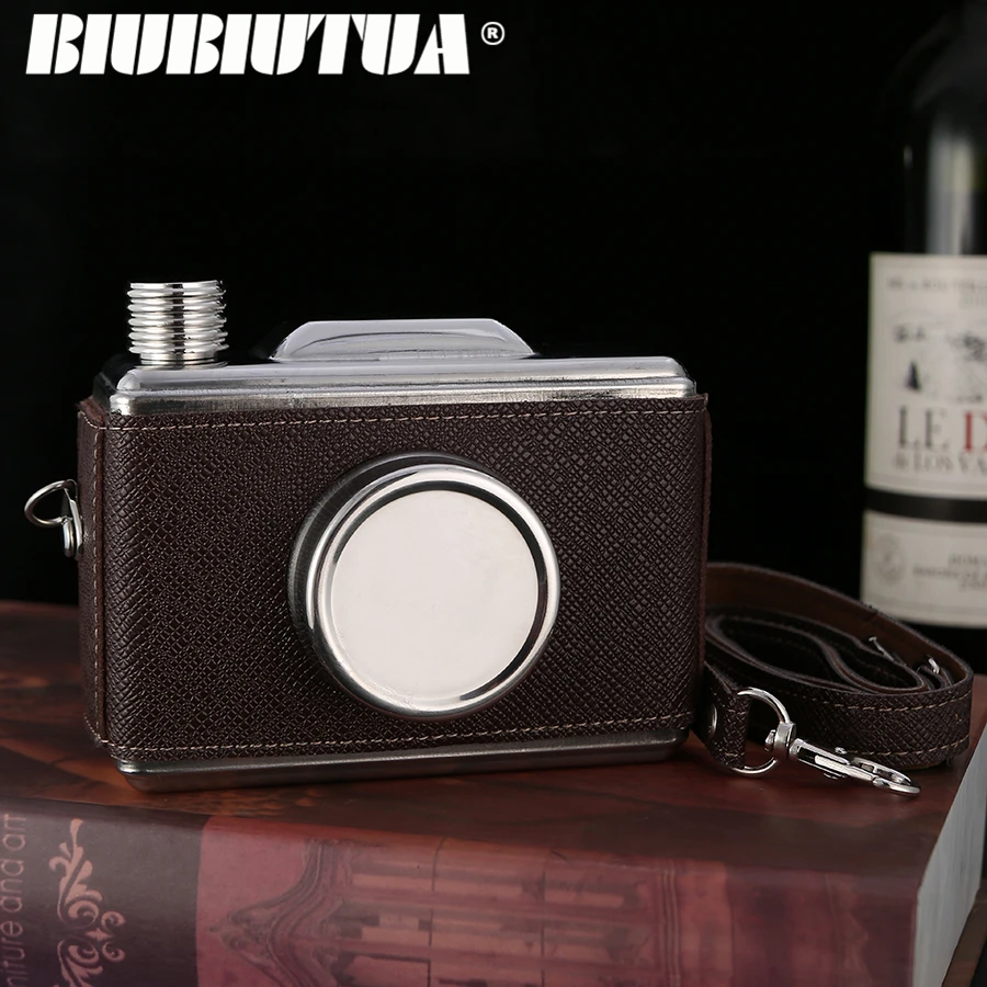 BIUBIUTUA 11 унций фляги для виски портативные фляги из нержавеющей стали в форме камеры фляга мини-фляга в подарок для мужчин