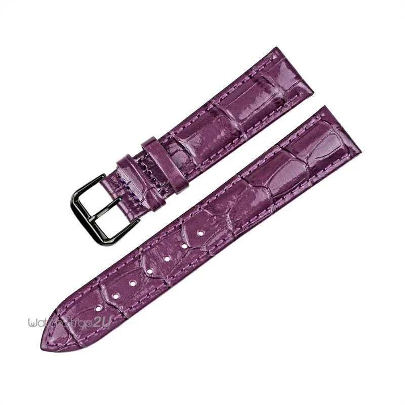 Блестящий бамбуковый узор кожаный черный ремень для часов штырь Пряжка ремешок 18