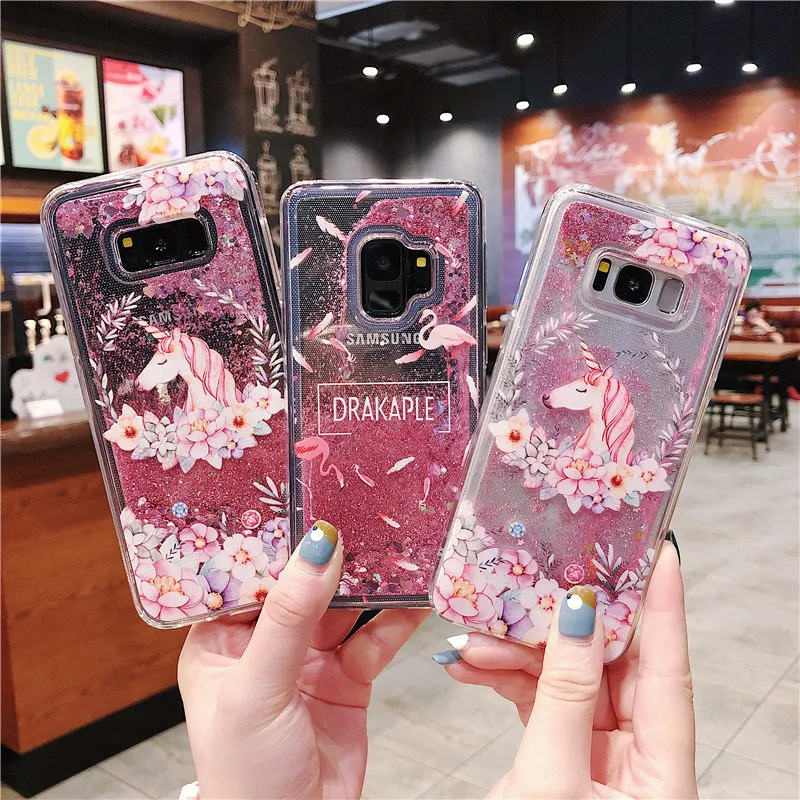 Динамичными плавающими жидкими Мягкая обложка для samsung Galaxy S5 S6 S6edeg s7 s8 s9 s10 A50 A30 A10