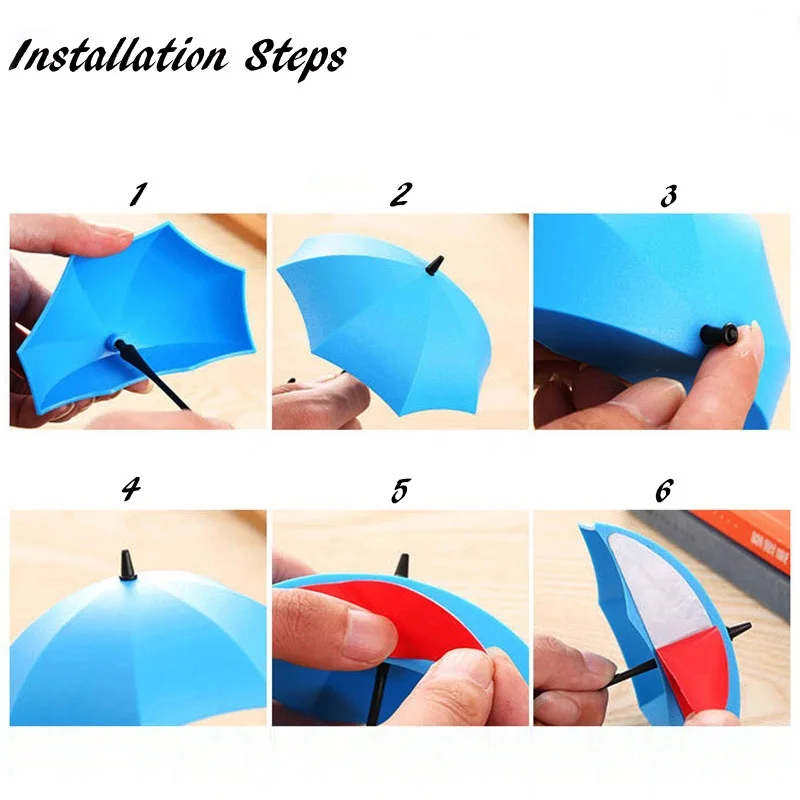 6pcs/set Creative Colorful Key Hanger Rack Bathroom Seamless Wall Decorative Umbrella Shaped Accessories Holder Tools |