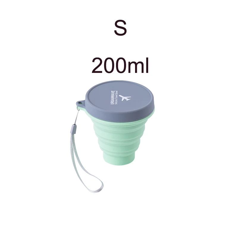 S light green Дорожная Складная чашка для путешествий, складная чашка для воды, складная чаша, силикагель, портативная выдвижная - Цвет: S light green