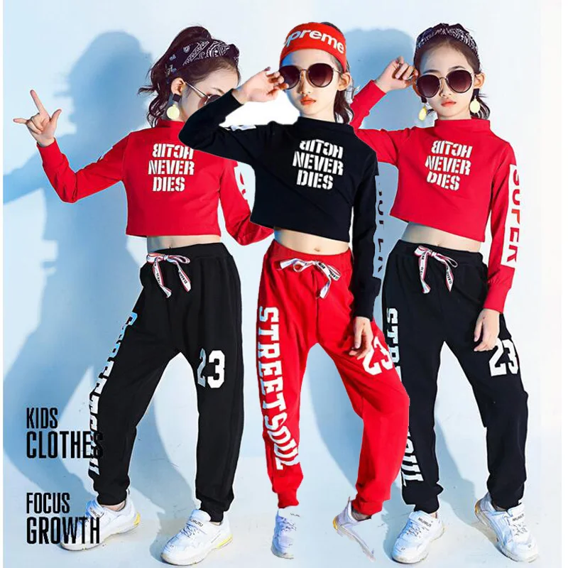 Детская праздничная одежда в стиле хип хоп костюм для танцев девочек Укороченный