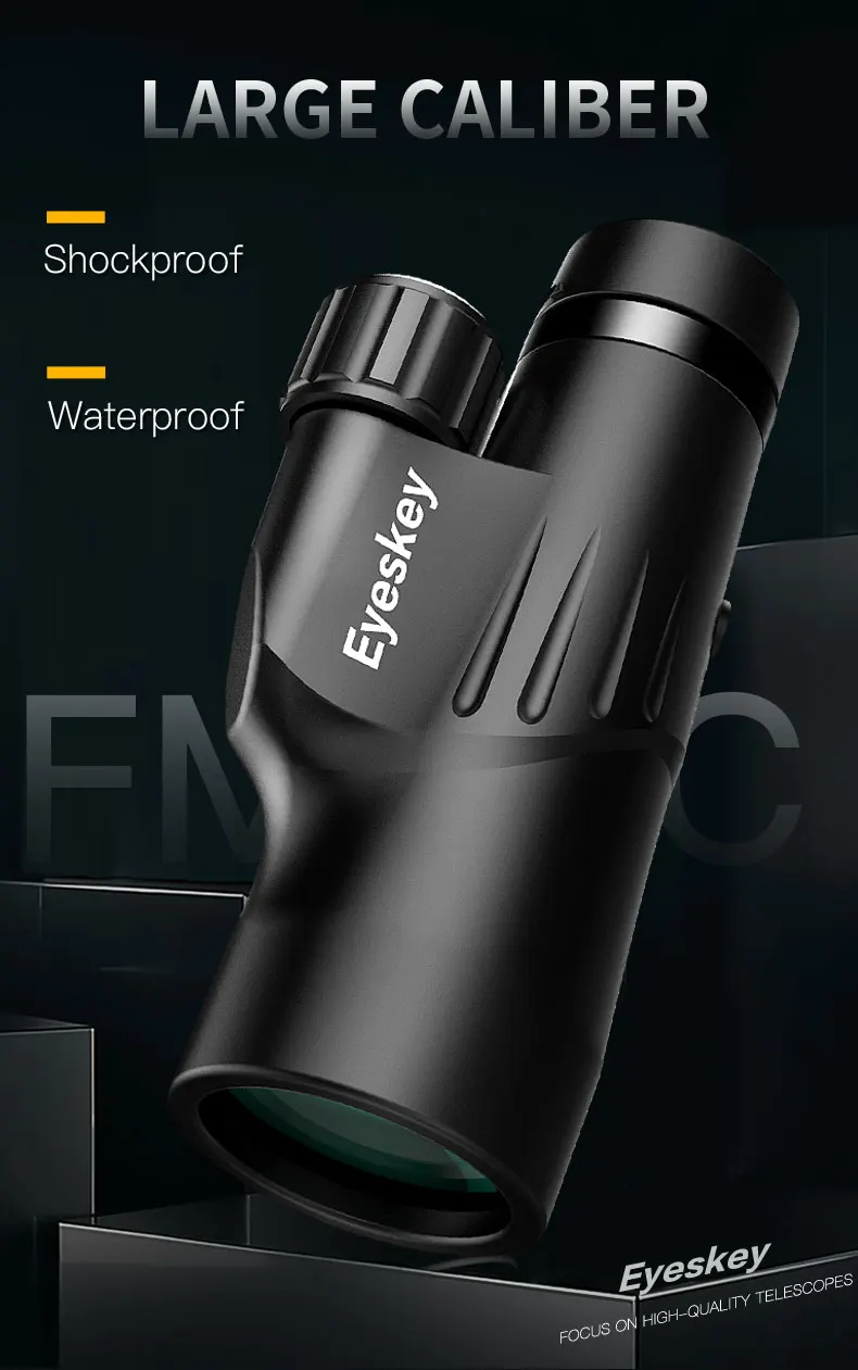 Eyeskey HD 12x50 Монокуляр водонепроницаемый Мощный однофокусный телескоп ручной профессиональный охотничий телескоп со штативом