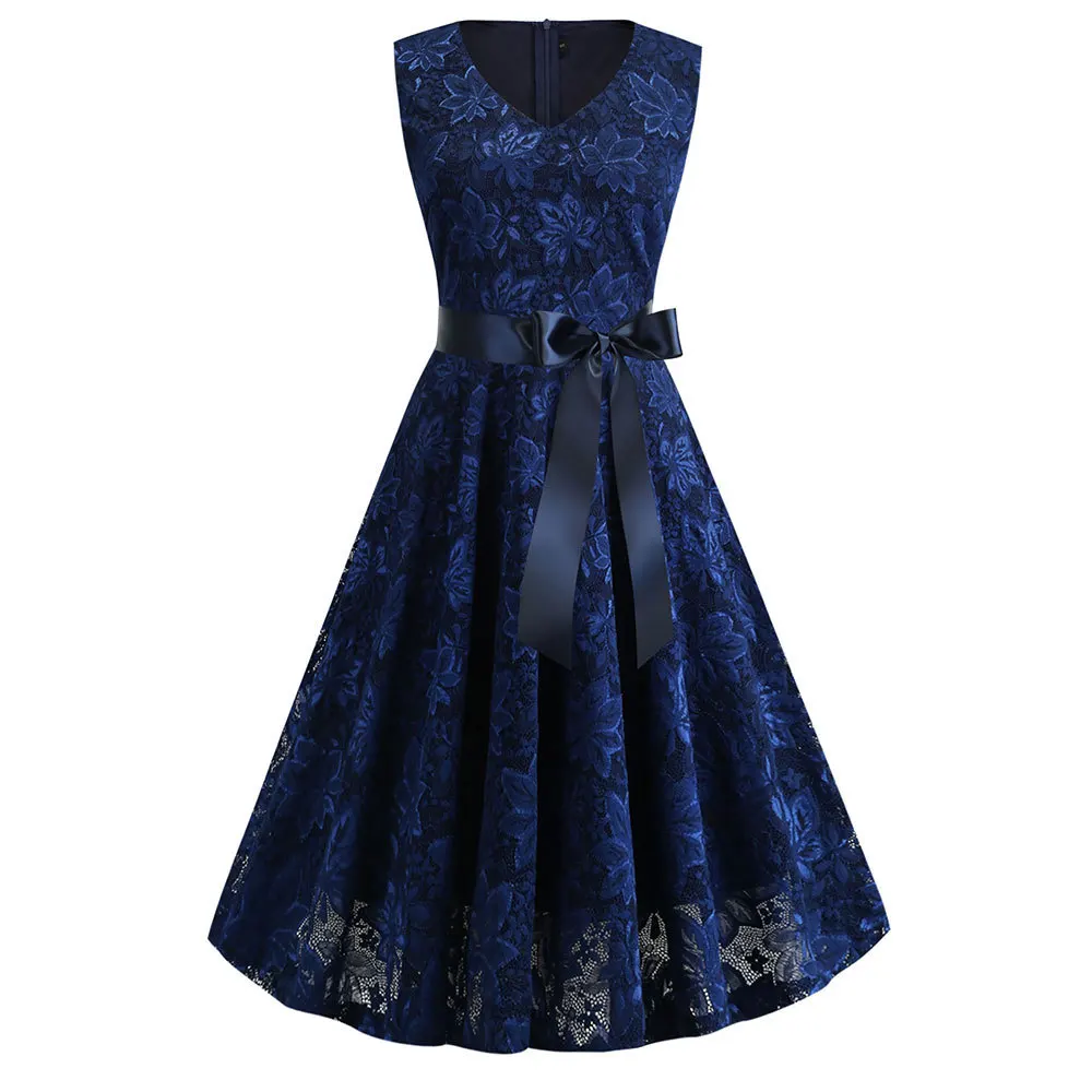 Винтажное кружевное платье без рукавов сексуальное голубое вечернее