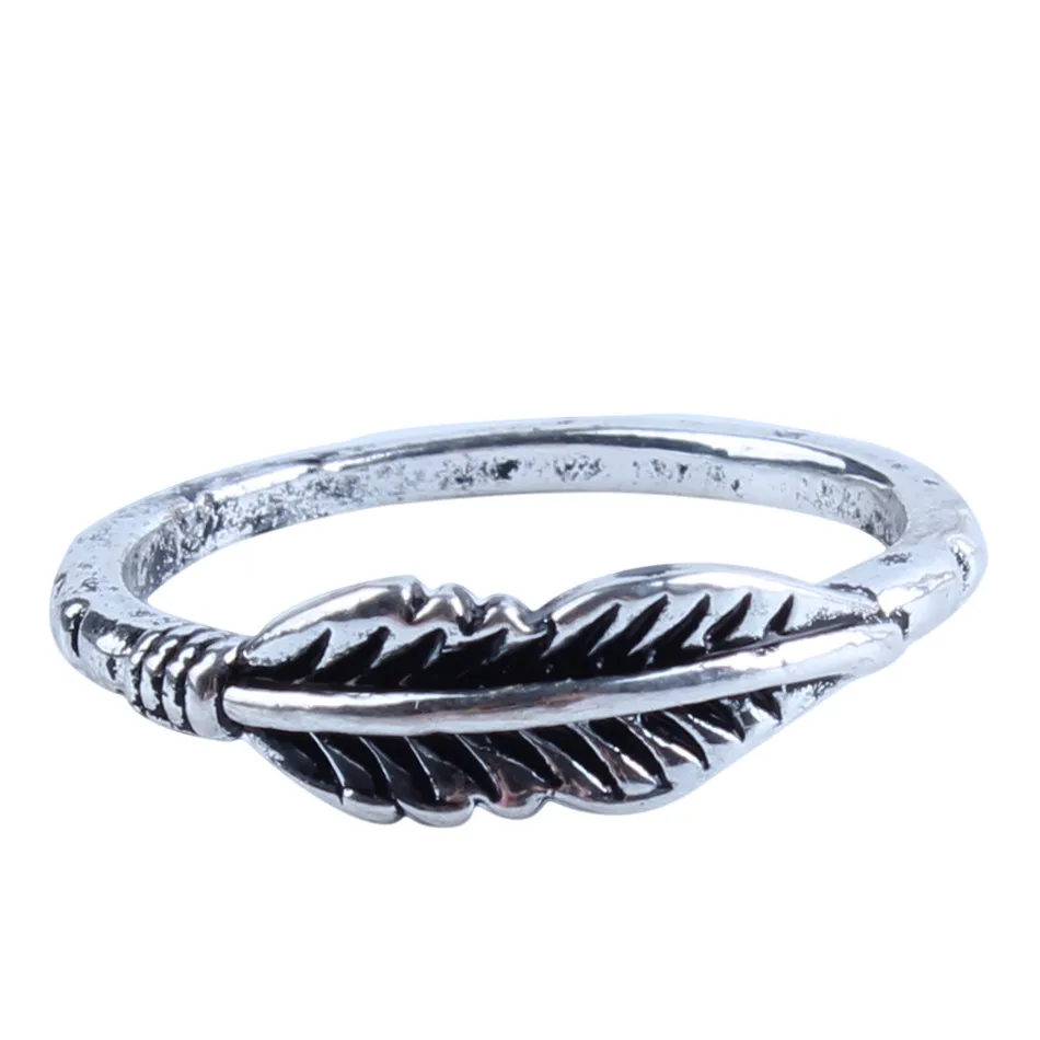 PENGBIN кольца с перьями Ретро простое креативное штабелируемое кольцо листьями