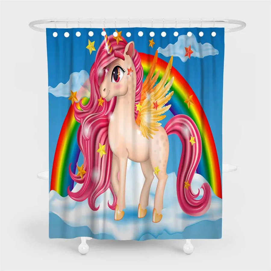 19 3D Beach Unicorn Shower Curtain Bathroom Waterproof Polyester Printing Curtains for Bathroom Shower - Цвет: 19