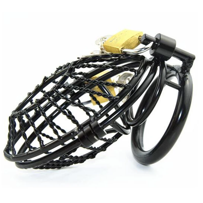 Пенис кольцо с клеткой Металлический Пояс верности Устройство замком продукты