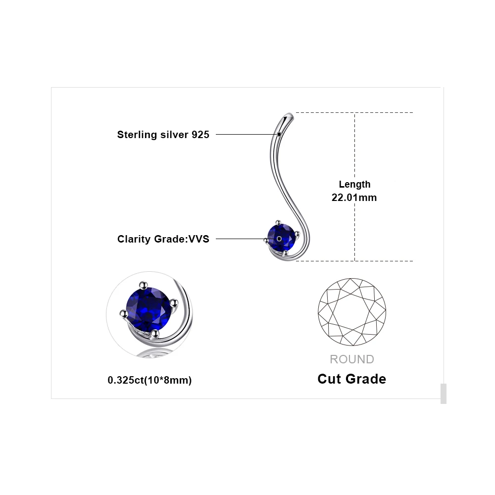 Jewelrypalace Simple 0.6ct Created Blue Sapphire Solitaire Women Pendants 925 Sterling Silver Fine Jewelry Not Include the Chain | Украшения