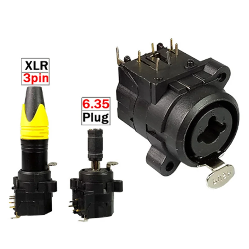100 шт./лот Угловые двойного Функция аудио Jack 1/4 &quot6 35 мм разъем + 3 Pin XLR Женский Джек
