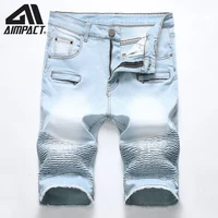 2019 new fashion denim for men slim fitted cowboy trunks male summer skinny blue jean shorts by aimpact am2312