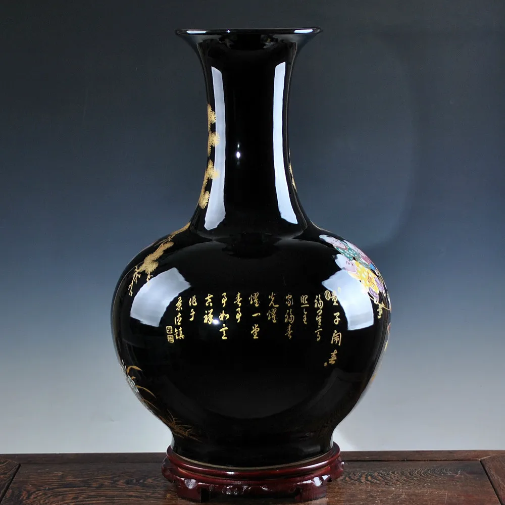 Роскошный античный фарфор Jingdezhen Royalblue Дизайнерская ваза большая напольная
