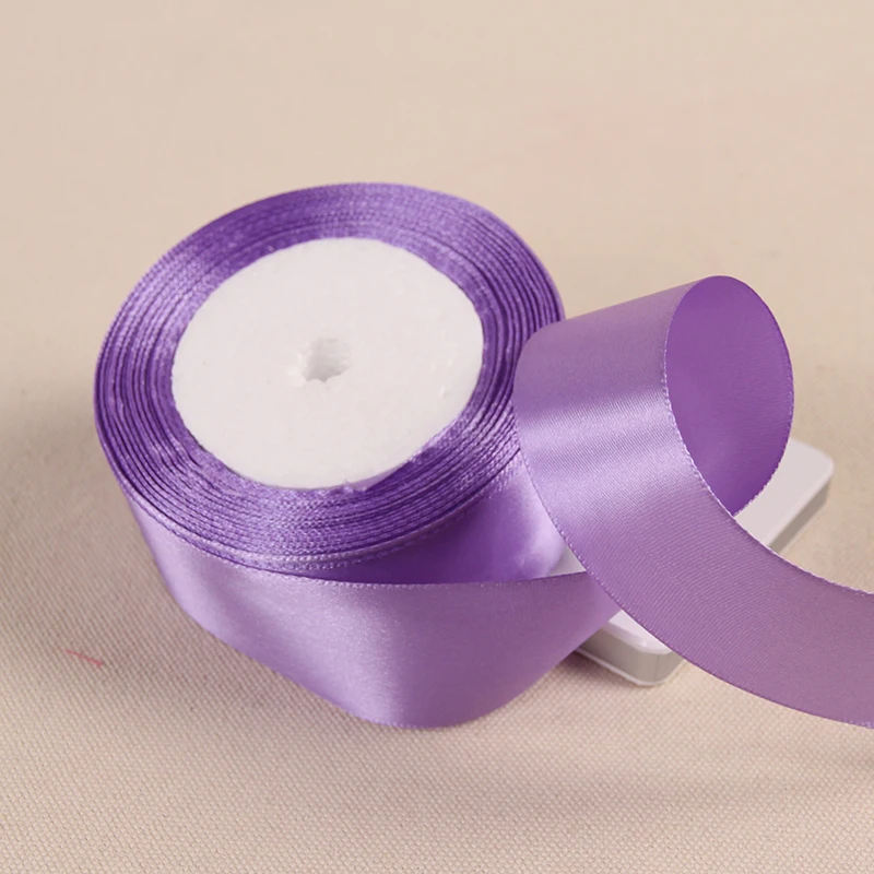 Light Purple 4 см шириной 25 ярдов длинная шелковая цветная лента упаковка для свадебного подарка швейная ткань поставки белый черный Тиффани синий - Цвет: Light Purple