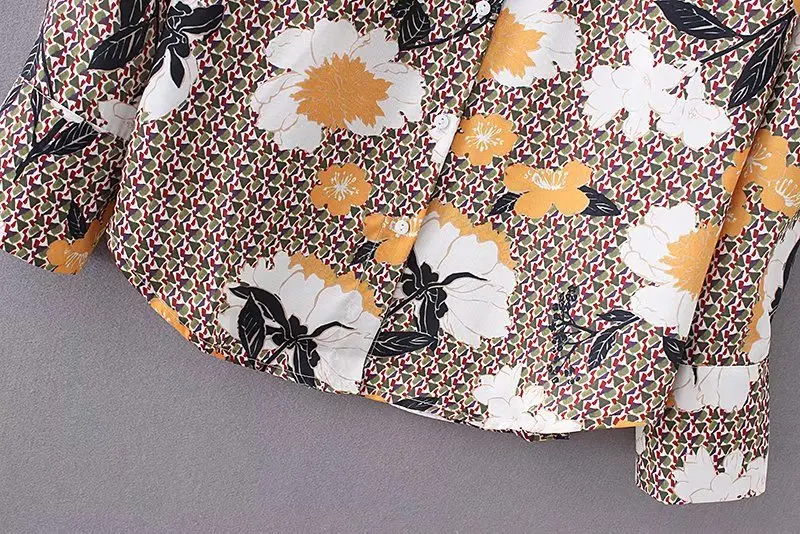 Женская винтажная рубашка с цветочным принтом vestidos, блуза, Женская шикарная Повседневная облегающая деловая женская блуза, топы с длинным рукавом LS2561