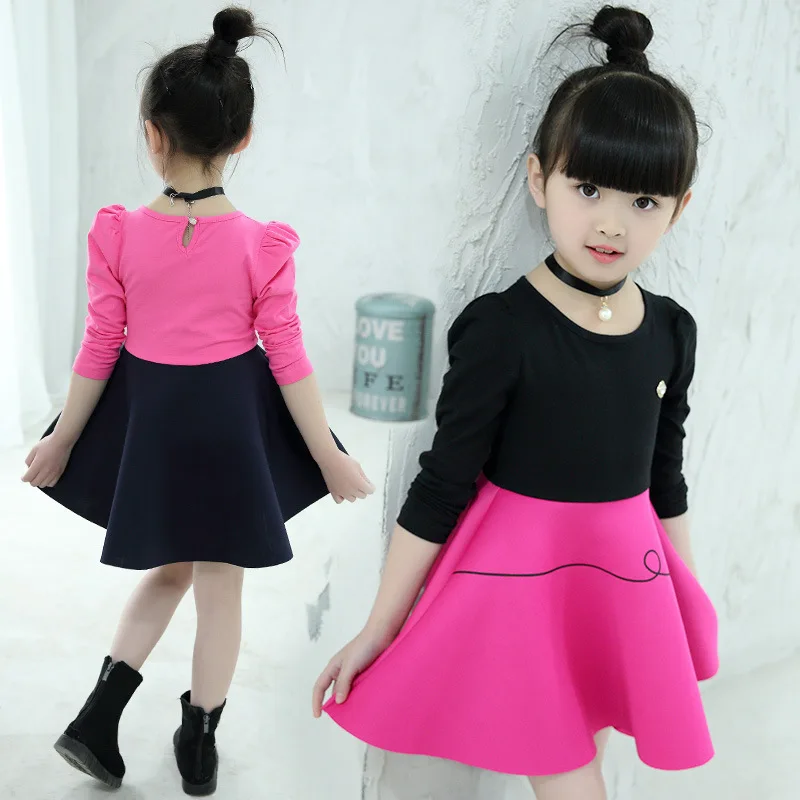 Детское Хлопковое платье с длинным рукавом принтом | Детская одежда и обувь