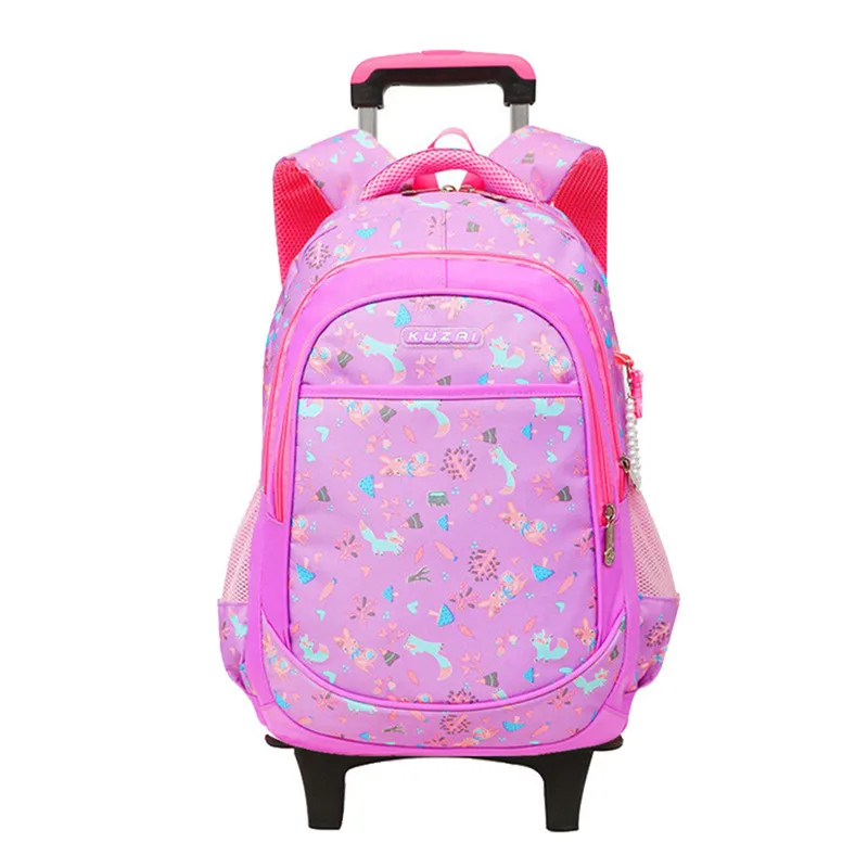 purple 2 wheels Новые съемные детские школьные сумки с 2/6 колесами для девочек, рюкзак на колесах, Детская сумка на колесах, рюкзак для путешествий - Цвет: purple 2 wheels