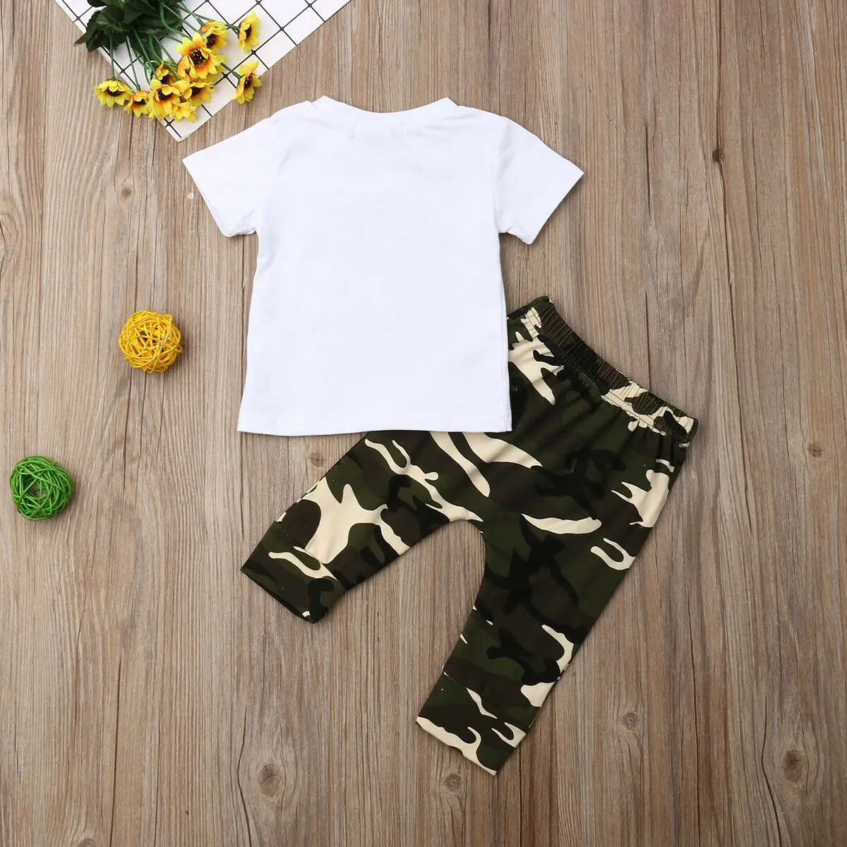 2PCS Newborn Toddler Kids Baby Boy Clothes Set Short Sleeve T Shirt Tops Camouflage Long Pants Summer Casual Outfits |