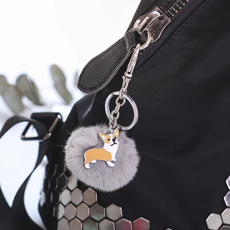 Горячие Продажи Брелок Конфеты Цвет Собака с Модой Кролика Pom Меховой Мяч Кольцо
