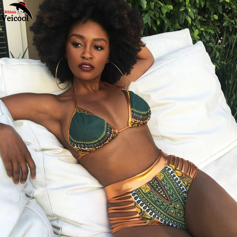 Новинка 2019 комплект бикини из двух предметов с принтом в африканском стиле