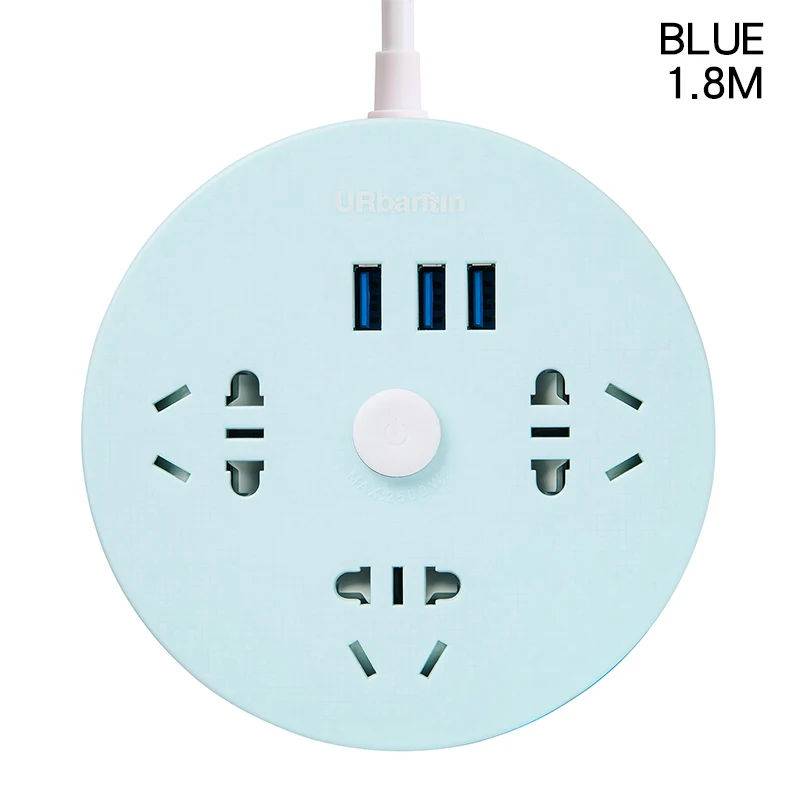 BLUE Силовая полоса 3USB и 3AC умная розетка usb удлинитель Быстрая зарядка для iPhone xiaomi samsung многофункциональная розетка EU glug - Цвет: BLUE