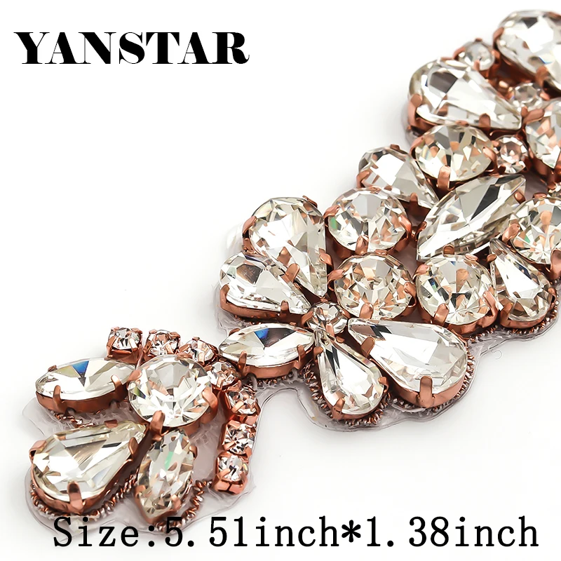 YANSTAR (1 шт.) оптовая продажа 14*5 см свадебный пояс из розового золота со стразами и