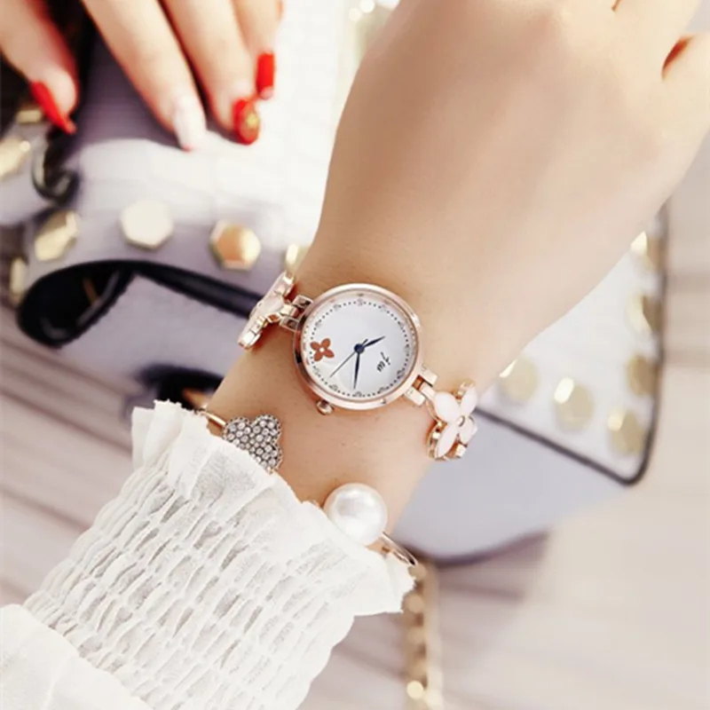 JW 2019 New Fashion Four-Leaved Clover Watches Women Luxury Brand Crystal Bracelet Quartz Watch Clock Golden steel Wristwatches | Наручные