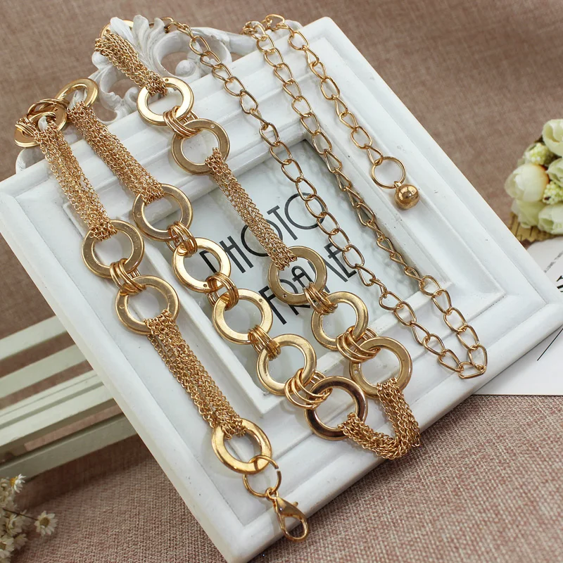 Ремень Эластичный Женский Элегантный дизайнерский пояс из металла с цепочкой