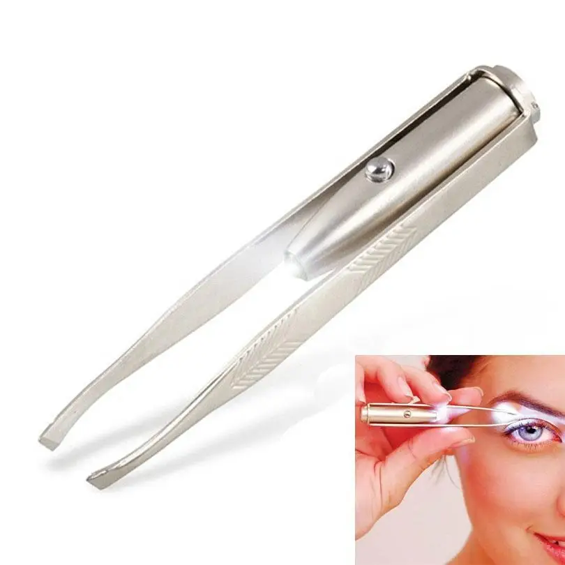 Пинцет из нержавеющей стали для удаления волос с помощью светодиодсветильник |