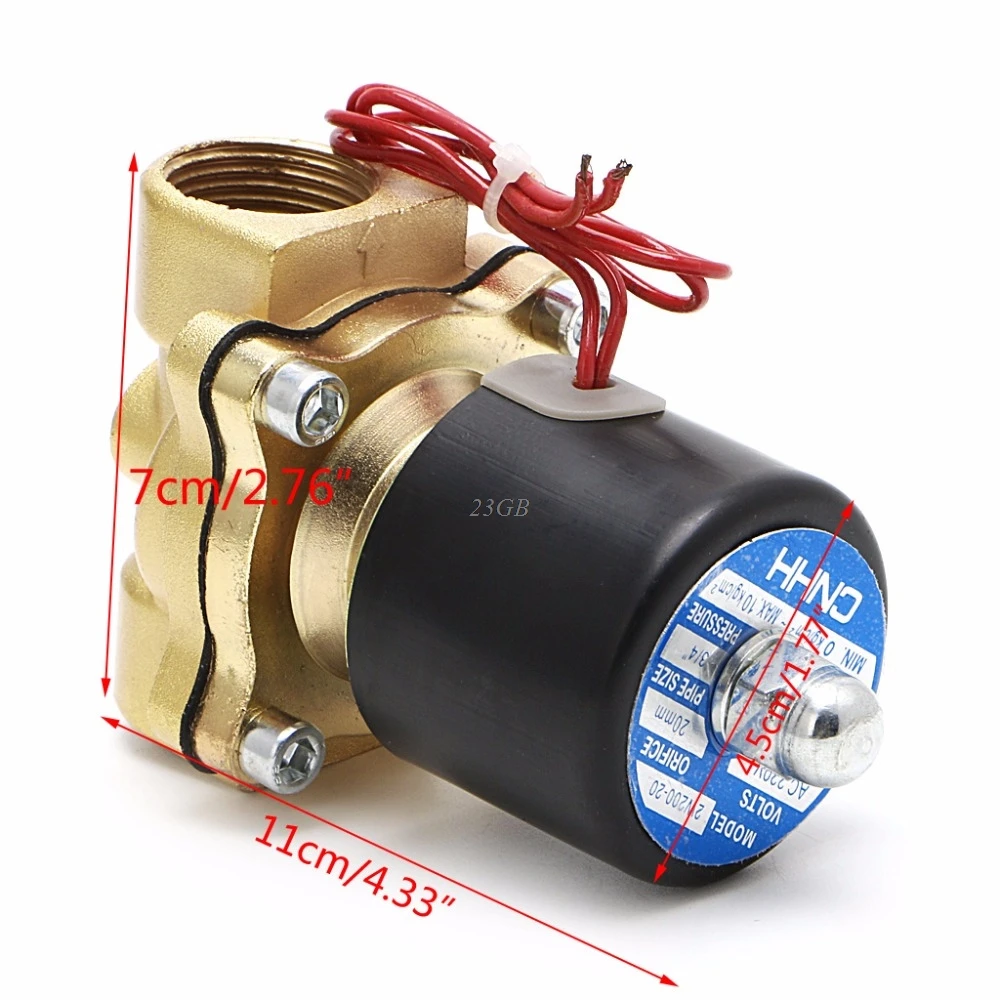 

Electric Solenoid Valve 3/4" 220V Pneumatic 2 Port2W-200-20 For Water Oil Air Gas MAY16_30