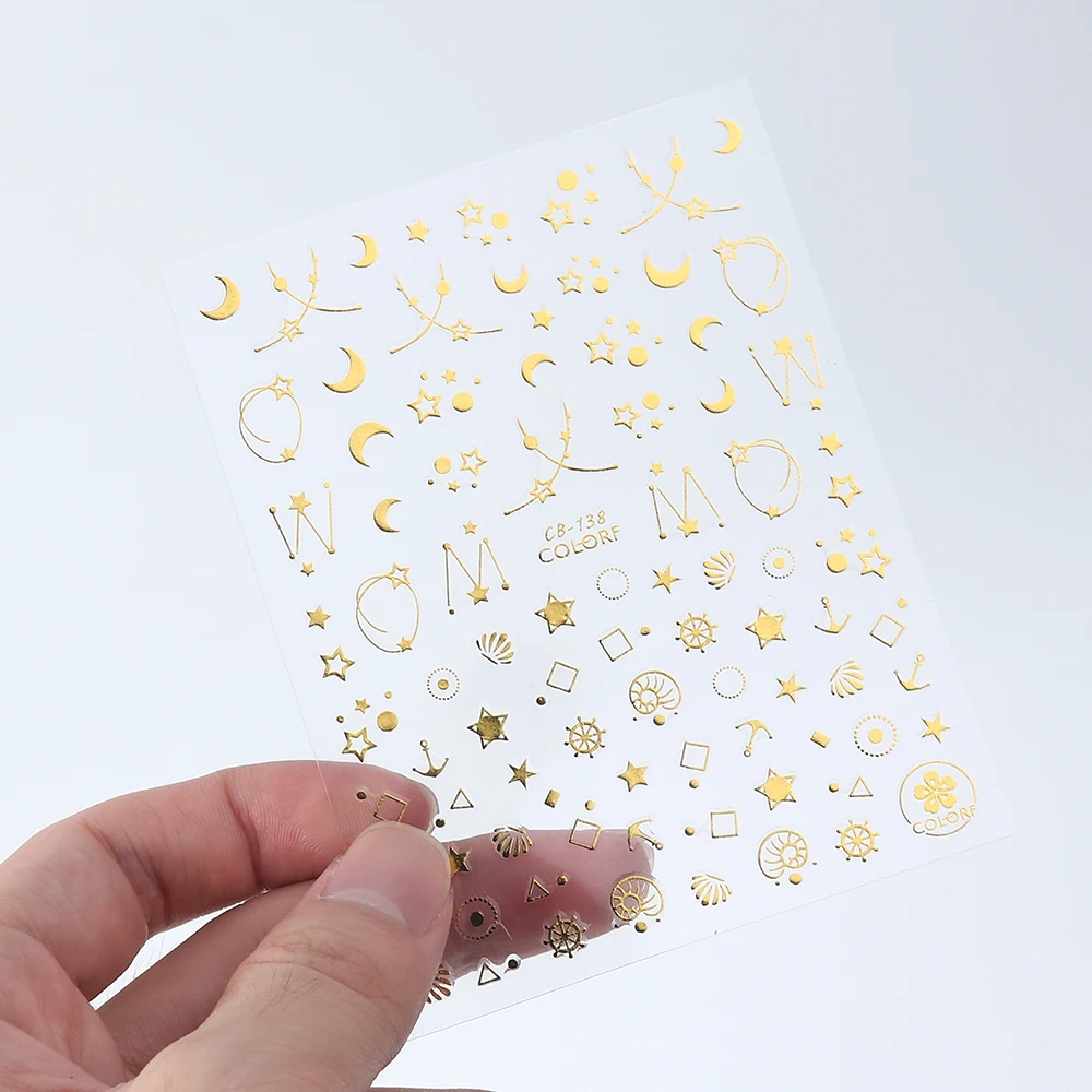 1 шт переводные наклейки для нейл-арта, золотые, серебристые, 3D смешанные дизайны, клей для самостоятельного маникюра, декоративные наклейки для нейл-арта, декоративные наклейки SACB133-141