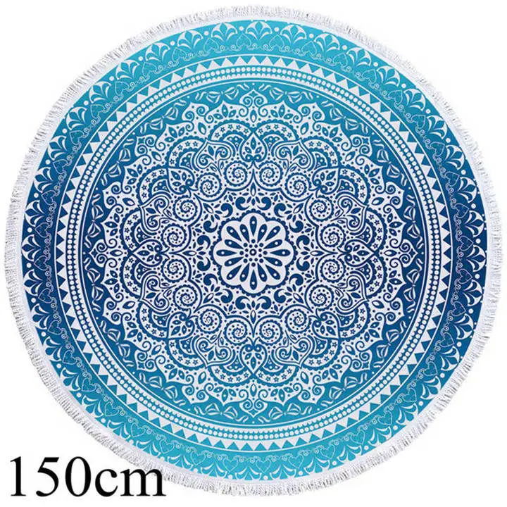001 Towel 150cm Постельное белье Outlet богемное круглое пляжное полотенце небесно-голубое с кисточками МАНДАЛА ГОБЕЛЕН Коврик для йоги цветочный Toalla солнцезащитное покрывало в богемном стиле - Цвет: 001 Towel 150cm