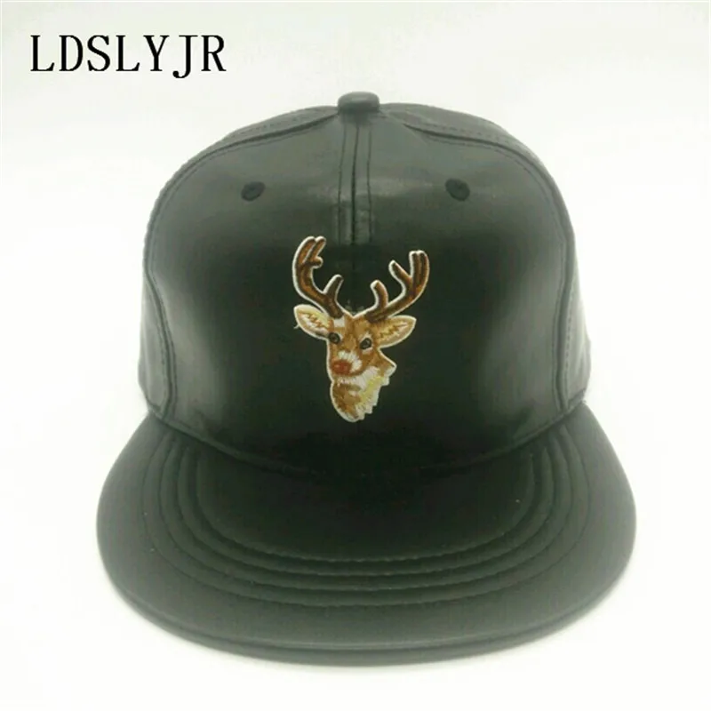 Ldslyjr кожа оленя вышивка регулируемая бейсболка хип-хоп шляпа для мужчин и женщин