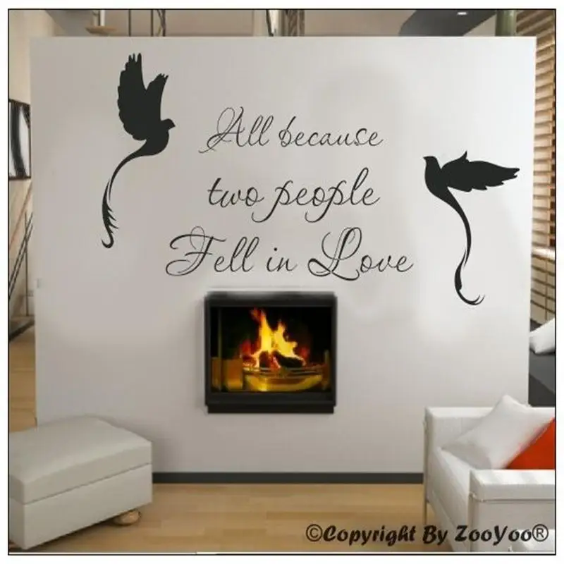 Все потому что два человека влюбилась ПТИЦЫ Виниловые Надписи котировки для