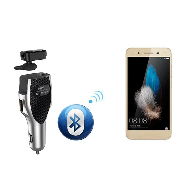 2 в 1 Автомобильное зарядное устройство Быстрая зарядка 3 0 двойной USB с Bluetooth 4