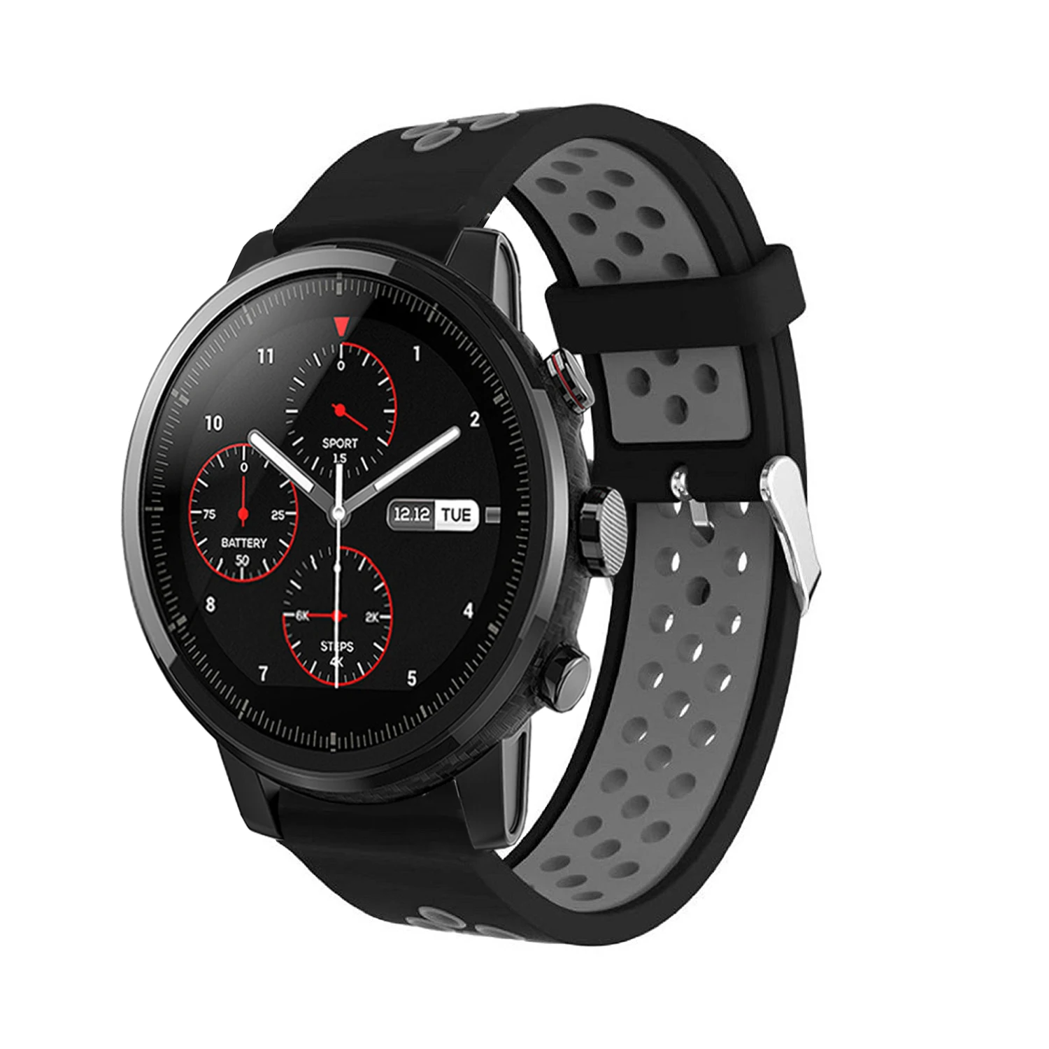 black gray 22 мм спортивные силиконовые часы ремешок для Xiaomi Huami Amazfit Strato спортивные часы 2 Смарт часы заменены Пряжка ремешок - Цвет: black gray