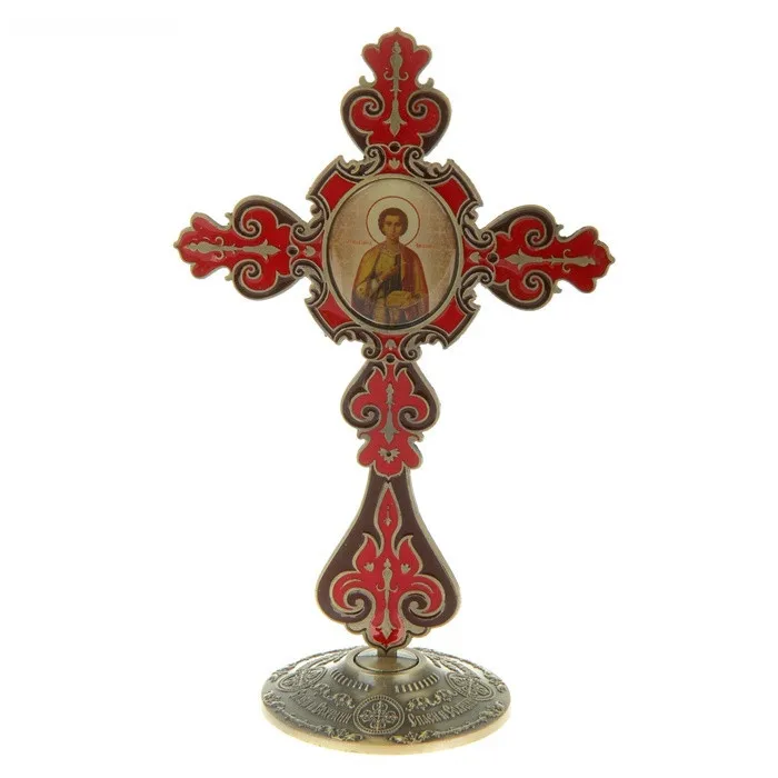 

Engraved cross badge.antique bronze arts & crafts for Russian collection."therapist" icon cross for living room home decor