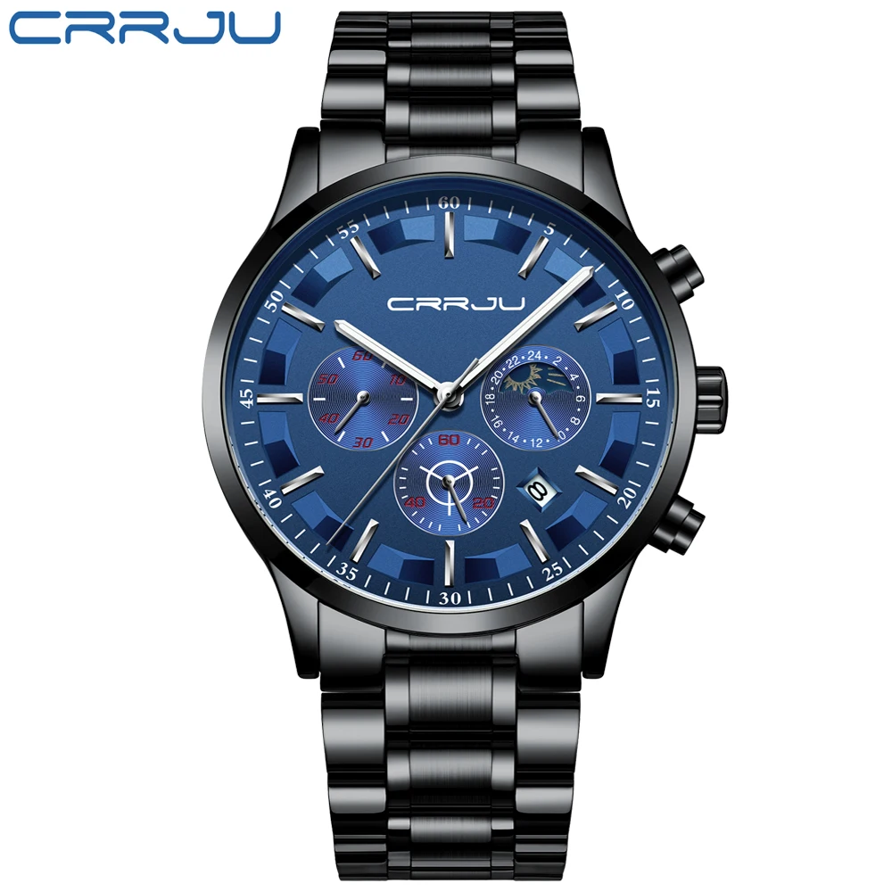 Relogio Masculino часы мужские CRRJU модные спортивные кварцевые часы мужские s часы Топ бренд класса люкс Бизнес водонепроницаемые наручные часы