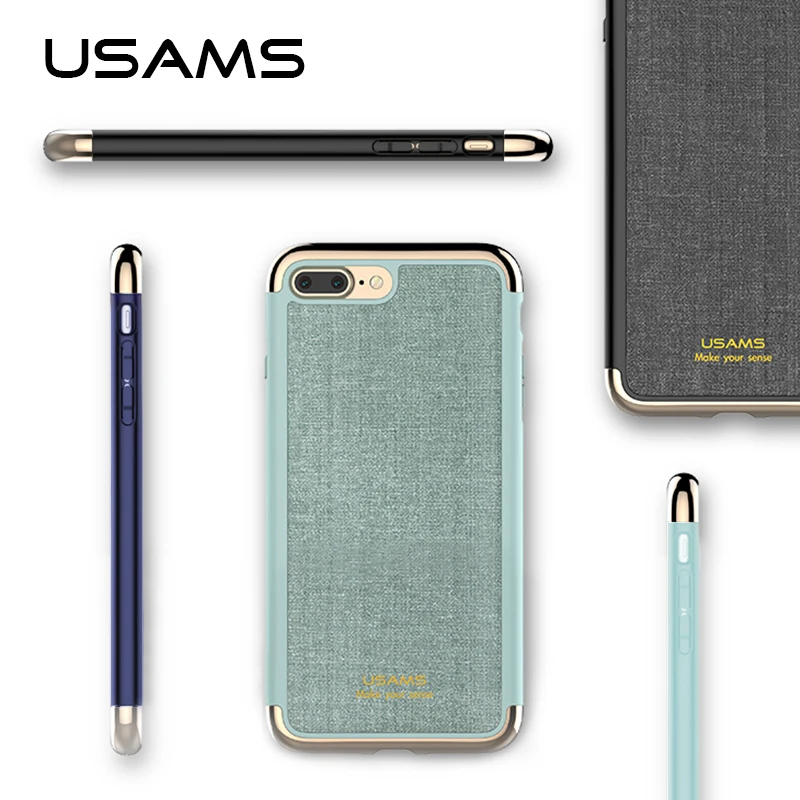 For iphone 7 &amp Plus Cover Case USAMS Elegant Series Plating PC+PU Three-splicing anti-knock Back for iphone7 cover |