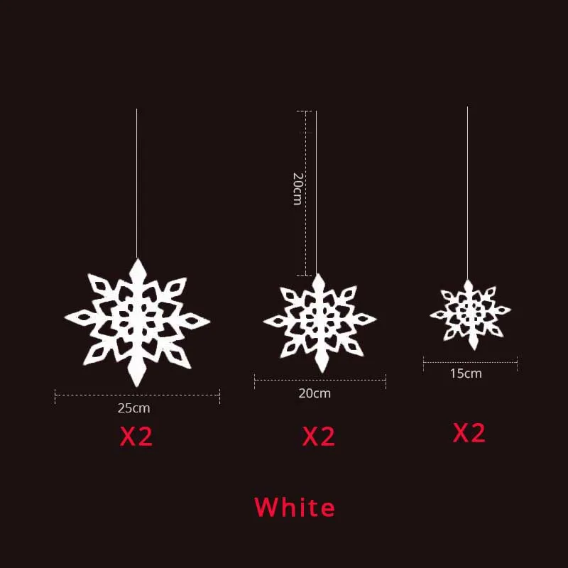 white snowflake 6 шт 15/20/25 см 3D гирлянда из снежинок рождественские украшения для дома искусственный снег Подвески Год Вечерние Декор - Цвет: white snowflake