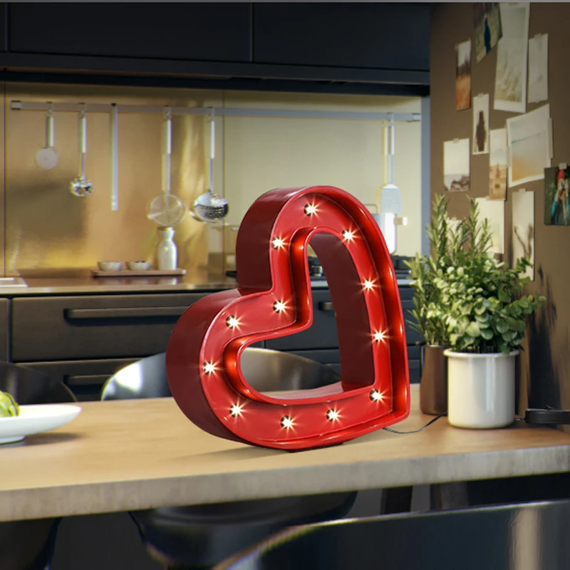 Настольная лампа в стиле ретро с красным сердечком из смолы|heart table lamp|table lighttable lamp