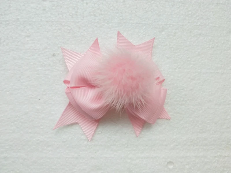 20pcs baby girl 3.5 &quot pom layer hair bows clips Fur fur pompon headwear sweet pompoms accessories Hairpins GR105 | Детская одежда и