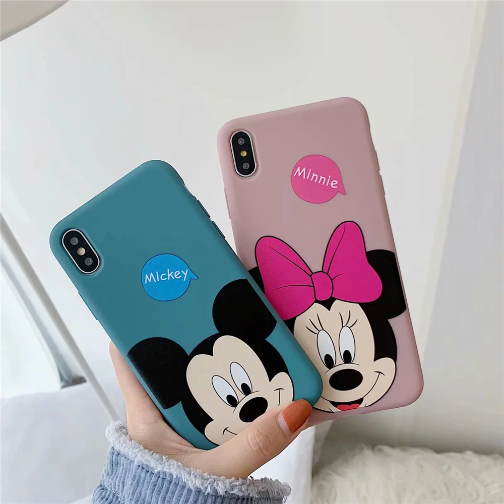 Minnie Mickey Mouse Cover Soft Liquid silicone Couple Phone Case For iPhone 7 8 Plus X XS MAX XR 6 6S Cute Cartoon |