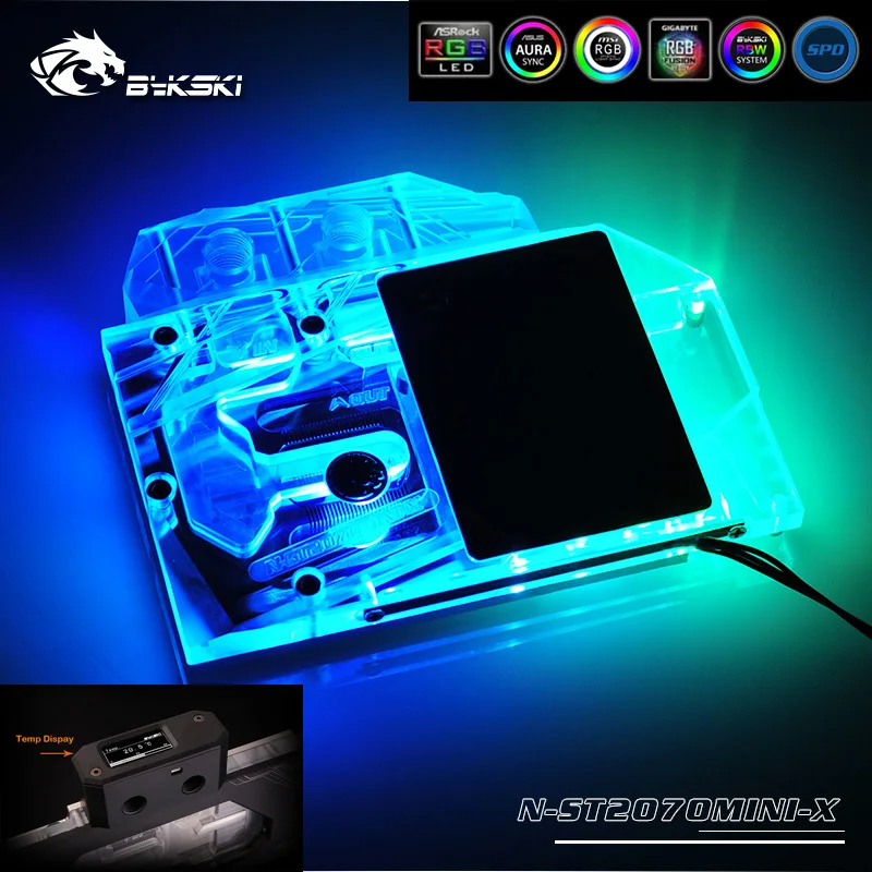Bykski N ST2070MINI X GPU/VGA полное покрытие блок водяного охлаждения со светодиодной