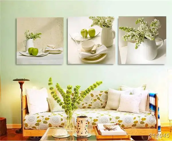 Для столовой и кухни комнатные декоративные картины 3 предмета натюрморт цветы