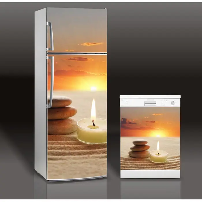 Оптовая торговля 3D Zen Stones Flower самоклеящаяся наклейка для морозильника в