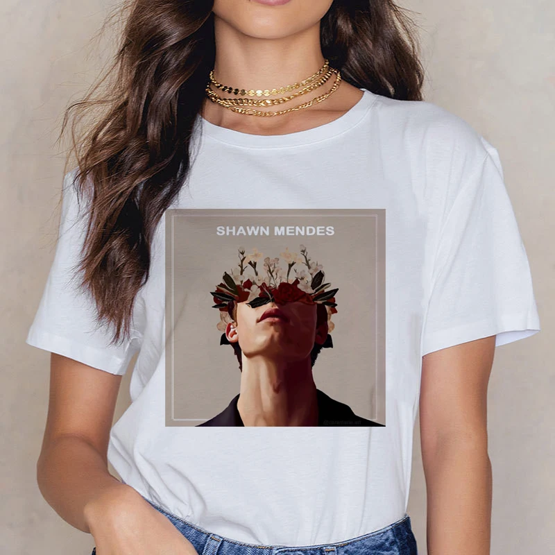Женская футболка в стиле Харадзюку Shawn Mendes 90s Ullzang модная с забавным графическим