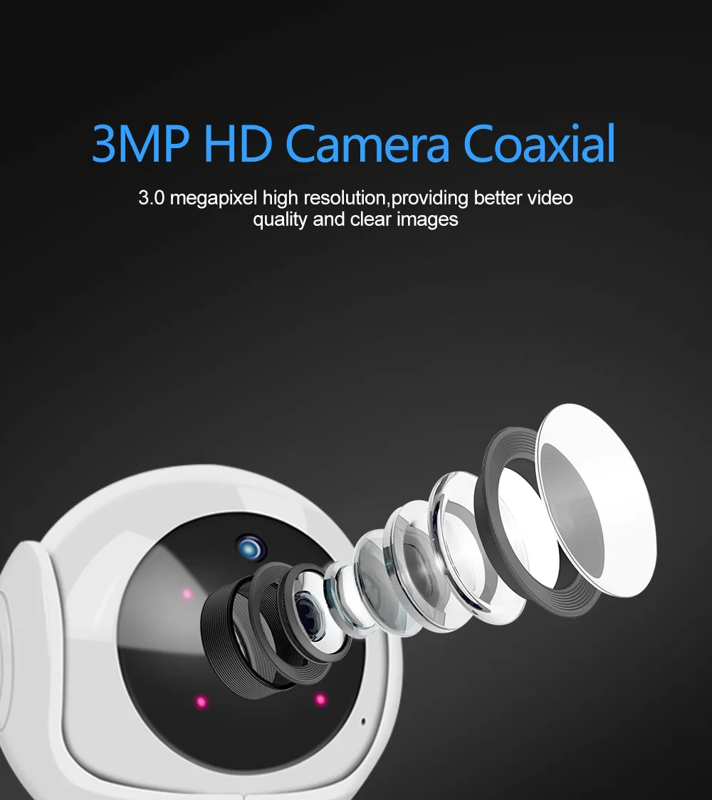 3MP full HD Wifi камера для домашней безопасности H.265 двухсторонняя аудио камера видеонаблюдения для детей minitor для внутреннего телефона с дистанционным управлением ip-камера